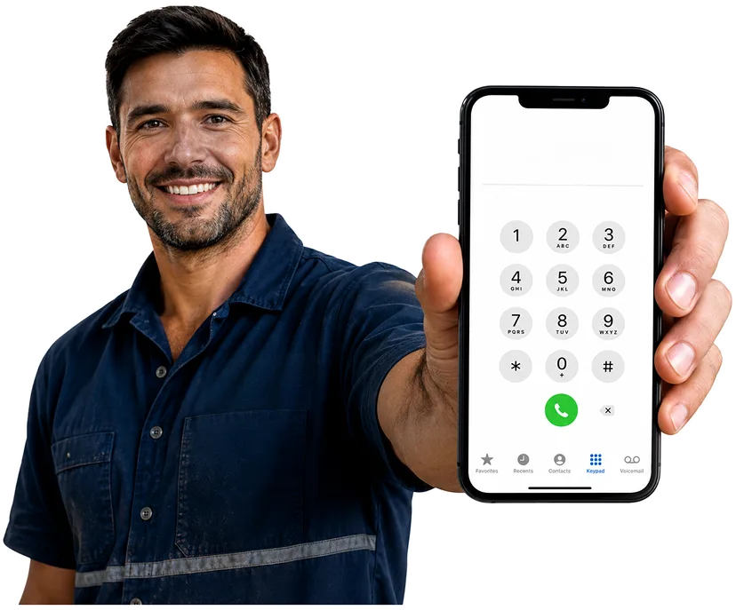Our plumber taking a booking call for Stanhope Gardens