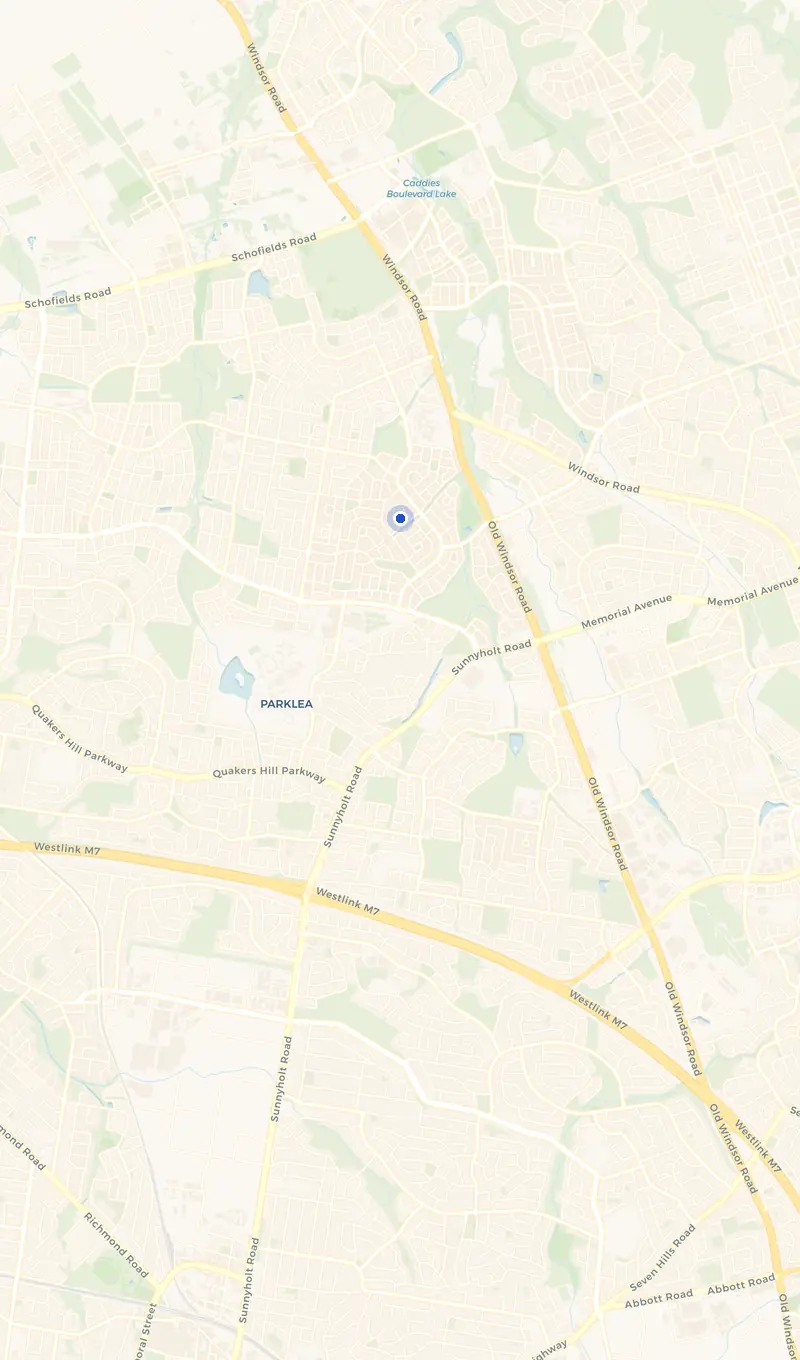 Map of the Stanhope Gardens service area and the surrounding suburbs we cover.